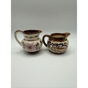 Old‎ Castle Lusterware Copper Floral Creamer Set Made In England Miniatures